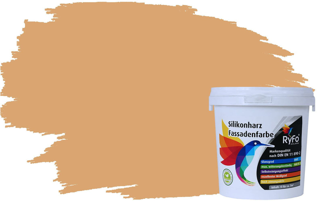 RyFo Colors Silikonharz Fassadenfarbe Lotuseffekt Trend Amaretto 1l - bunte Fassadenfarbe, weitere B