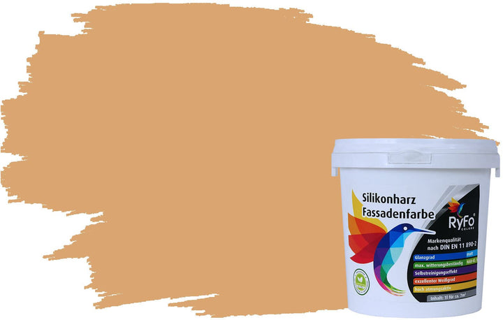 RyFo Colors Silikonharz Fassadenfarbe Lotuseffekt Trend Amaretto 1l - bunte Fassadenfarbe, weitere B