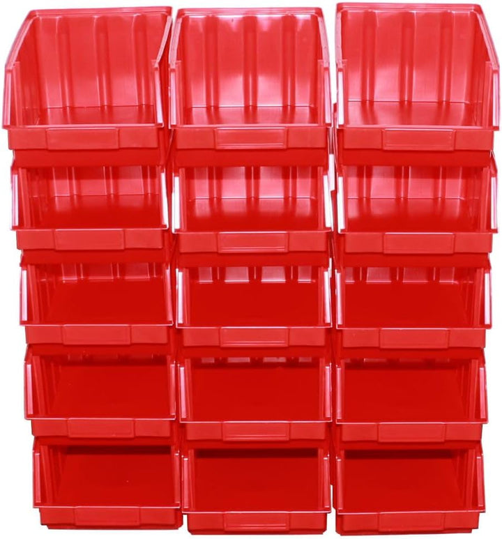 S&amp;S-Shop 15 Stapelboxen Rot Gr.4 | aus hochwertigem Kunststoff | mit Schildcheneinschub | Lagerkiste