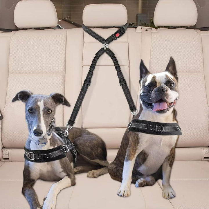 Doppelter Anschnallgurt Hund Auto 2-in-1 Sicherheitsgurt Hunde für Auto & Hundegurt Rückbank Verstel