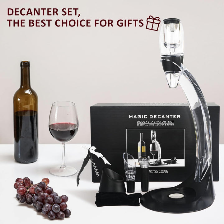 Gimars Weinbelüfter &amp; Dekanter Set mit Venturi-Effekt – Magic Decanter inkl. Ständer | Professionell