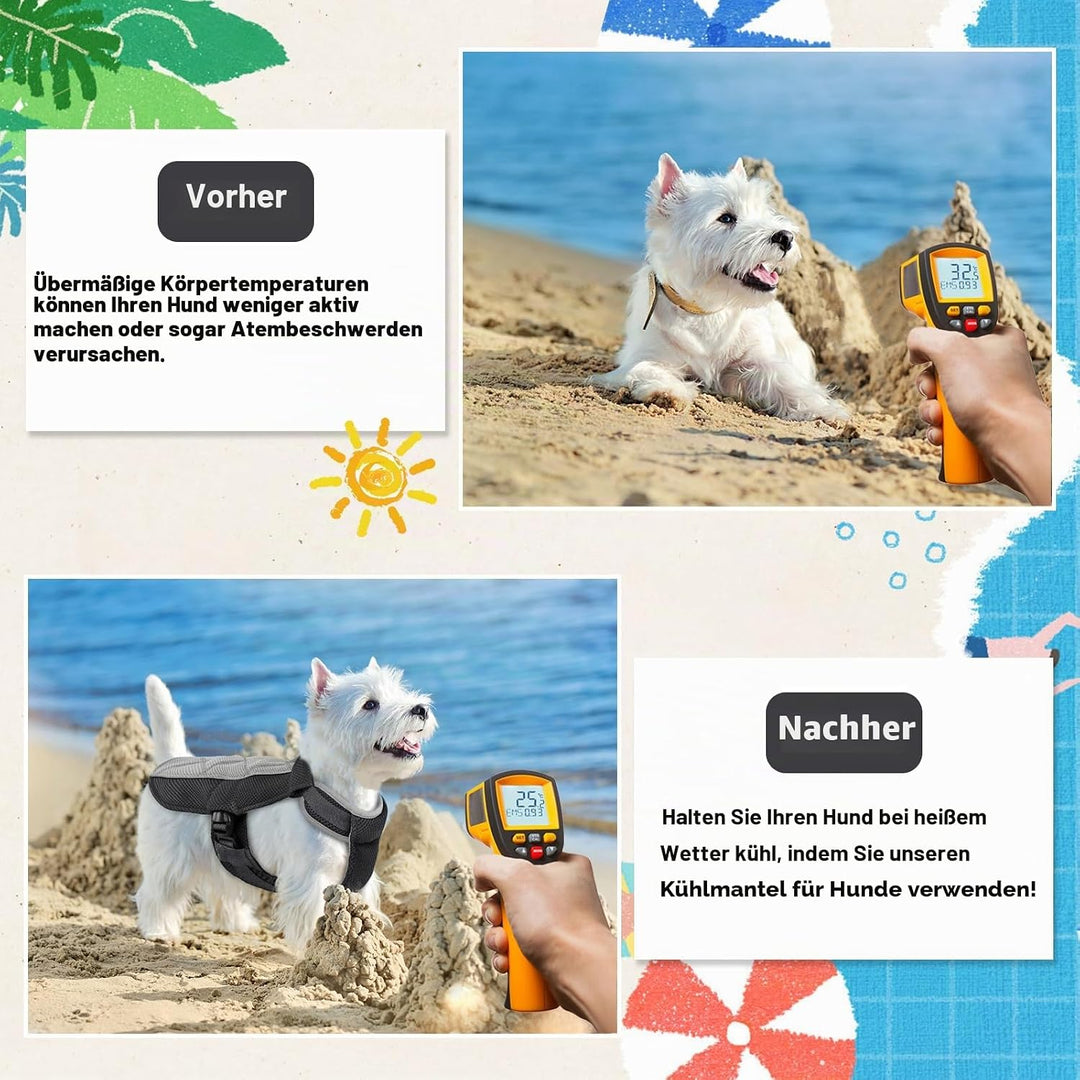 Kühlweste Hund, Sommer Kühlgeschirr für Hunde mit D-Ringe, Sonnenschutz Hund Kühlmantel, Kühlendes H