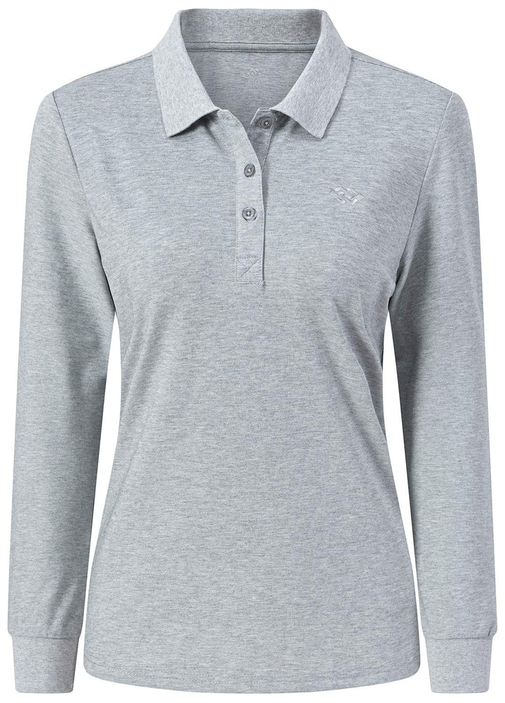 Damen Poloshirt Baumwolle Golf Wintershirt Langarm Oberteile Sports Training Polo mit Kragen, Floral