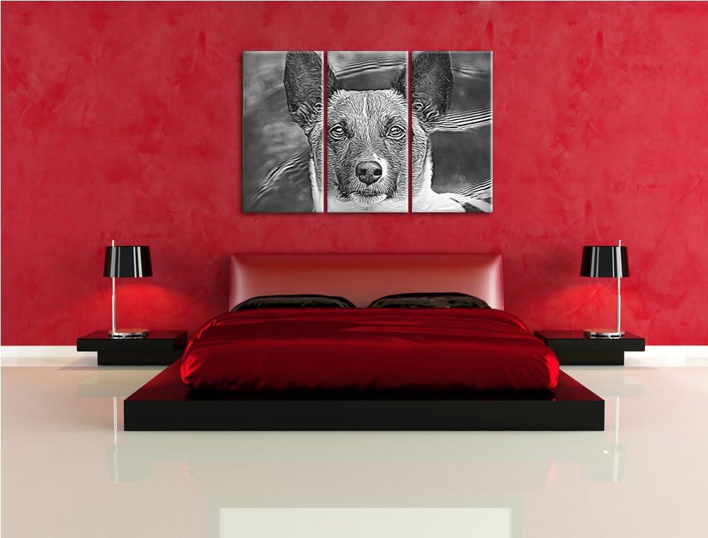 niedlicher Hund im Wasser NewArt 3-Teiler Leinwandbild 120x80 Bild auf Leinwand, XXL riesige Bilder