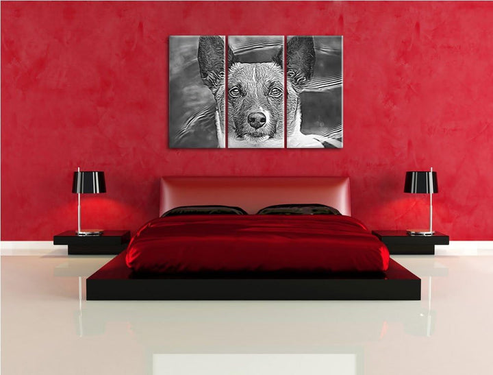niedlicher Hund im Wasser NewArt 3-Teiler Leinwandbild 120x80 Bild auf Leinwand, XXL riesige Bilder