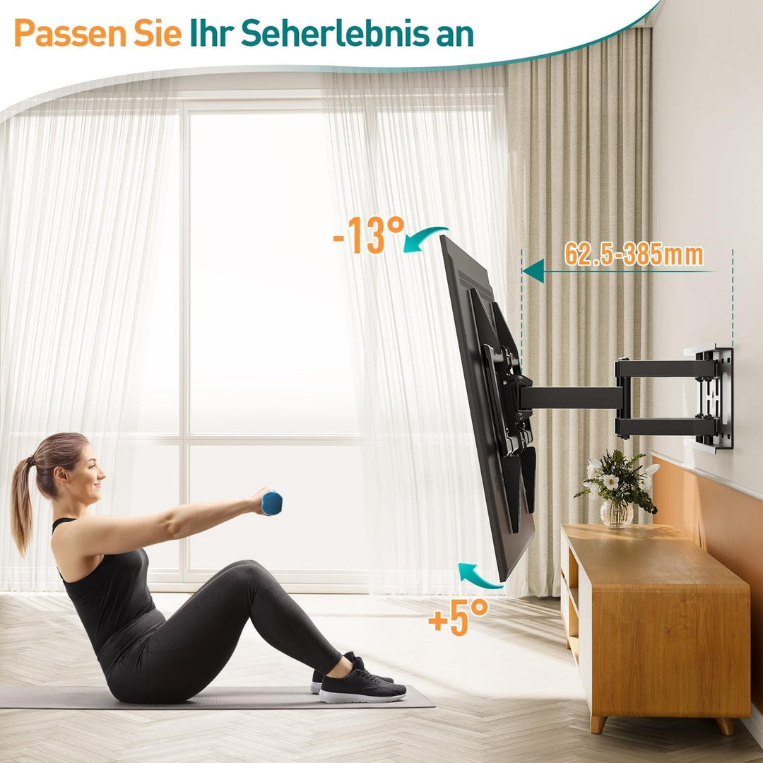 ELIVED Schwenkbare Neigbare TV Wandhalterung für 37-70 Zoll LED, LCD, OLED, Plasma TVs (Flach & Curv
