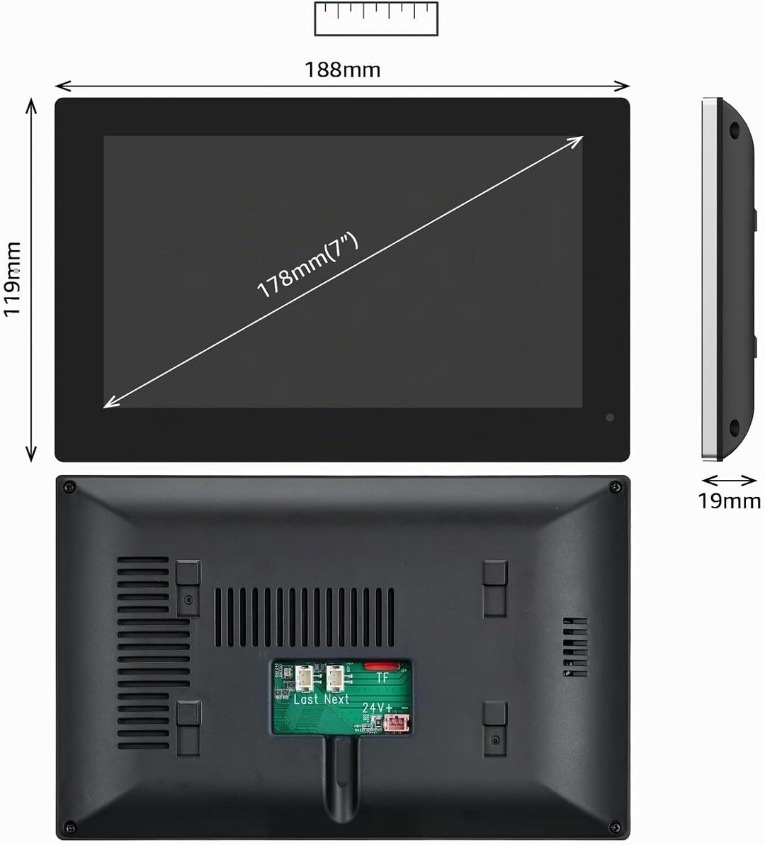 Video-Türsprechanlage mit 7-Zoll-Touchmonitor – NUR kompatibel mit den 1080p-Video-Türklingelkameras