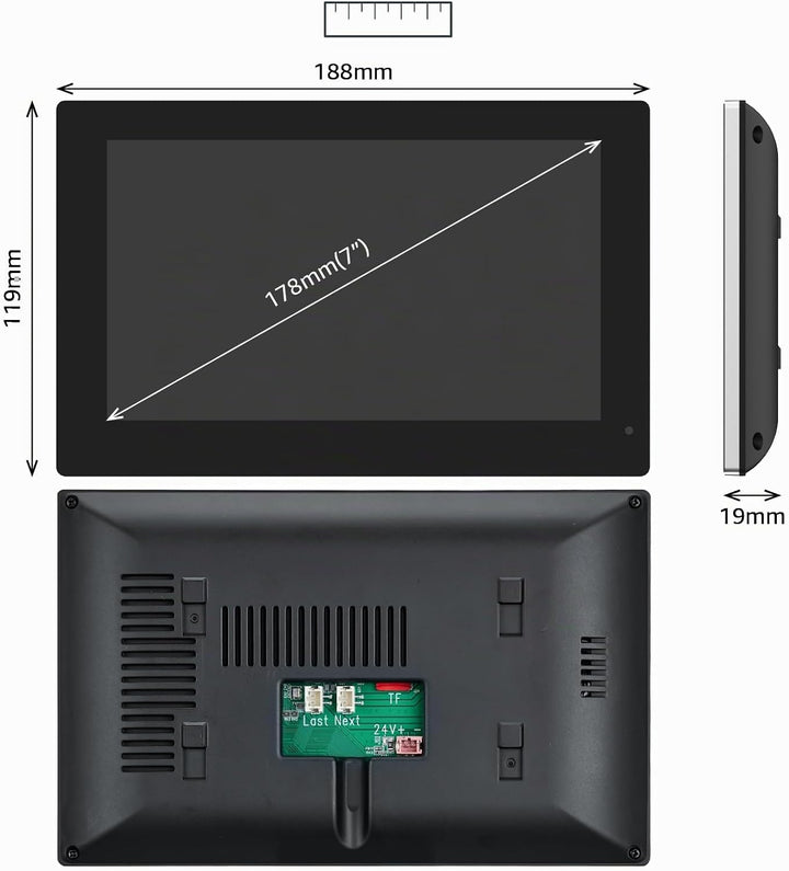 Video-Türsprechanlage mit 7-Zoll-Touchmonitor – NUR kompatibel mit den 1080p-Video-Türklingelkameras