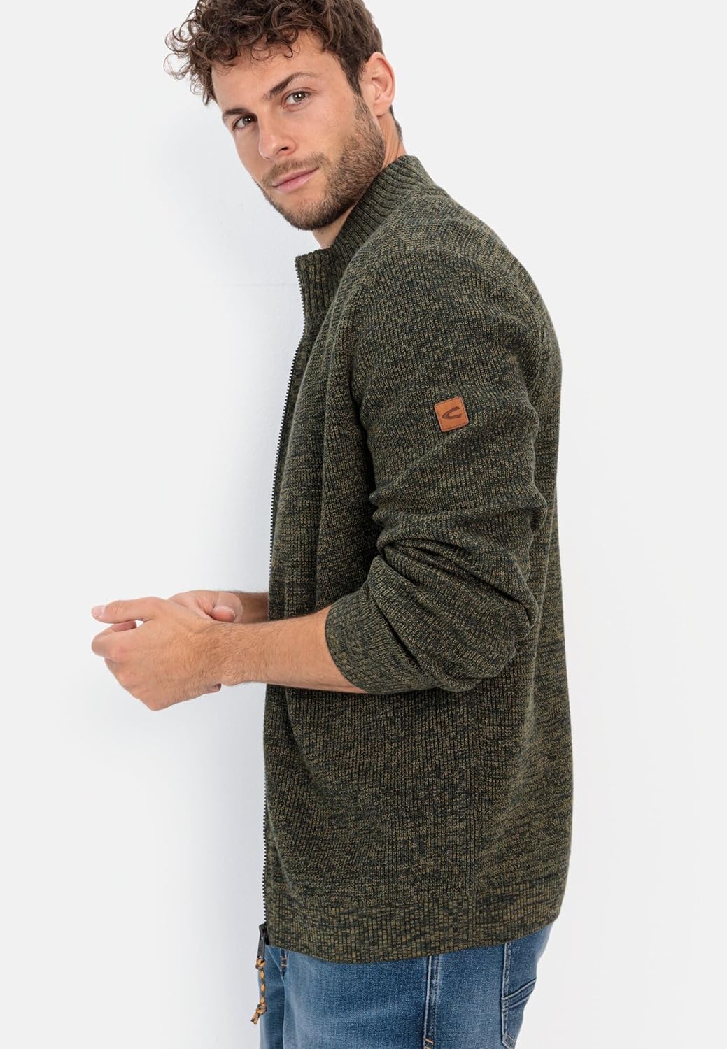 camel active Herren Strickjacke aus einem Soften Baumwollmix 3XL Blattgrün, 3XL Blattgrün