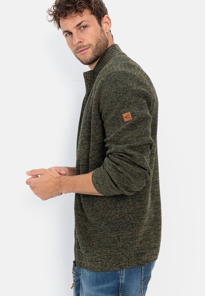 camel active Herren Strickjacke aus einem Soften Baumwollmix 3XL Blattgrün, 3XL Blattgrün