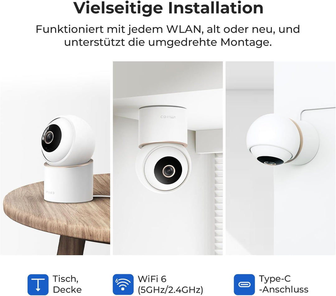 IMILAB 4K 8MP Innenkamera, 360° Überwachungskamera für Haustiere/Babys mit Xiaomi Home App, Kabelgeb