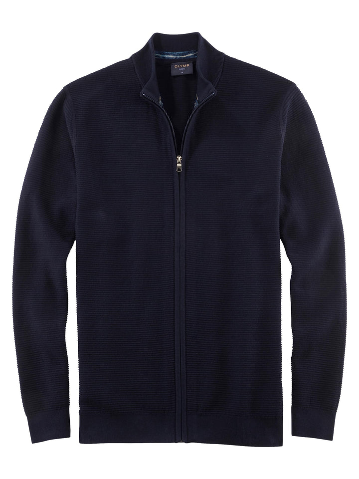 OLYMP Herren Strickjacke Casual Strick,Uni,Regular fit S Marine 18, S Marine 18