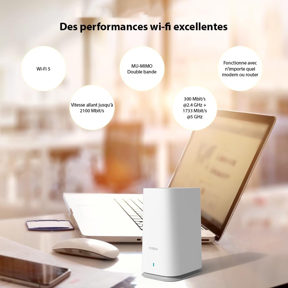 STRONG Atria Wi-Fi Mesh Home Kit 2100, WLAN Verstärker, Repeater, 200m² Abdeckung, 2100 Mbit/s, 2,4