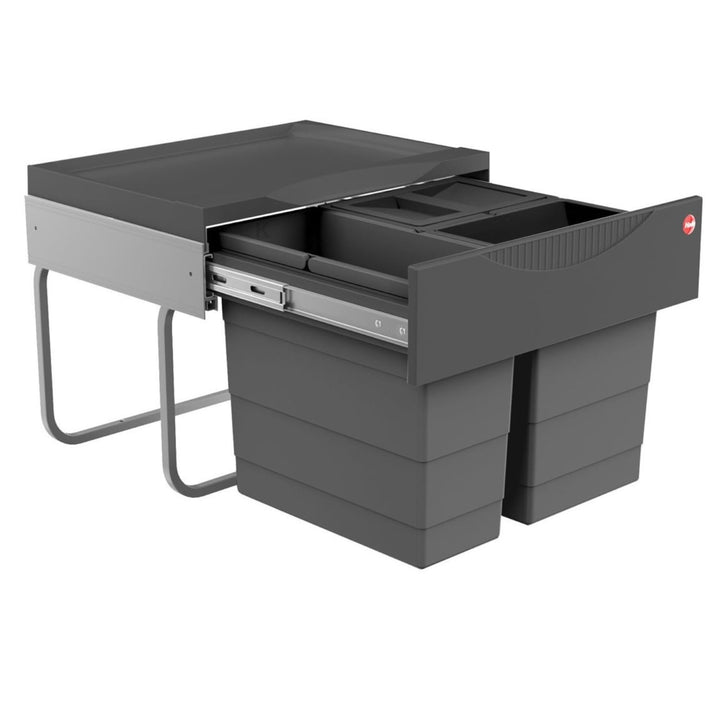 Hailo Abfallsammler 3644911 | 3fach Raumspar Tandem Abfalltrennsystem | 2x 8 + 12L Inneneimer im Tel