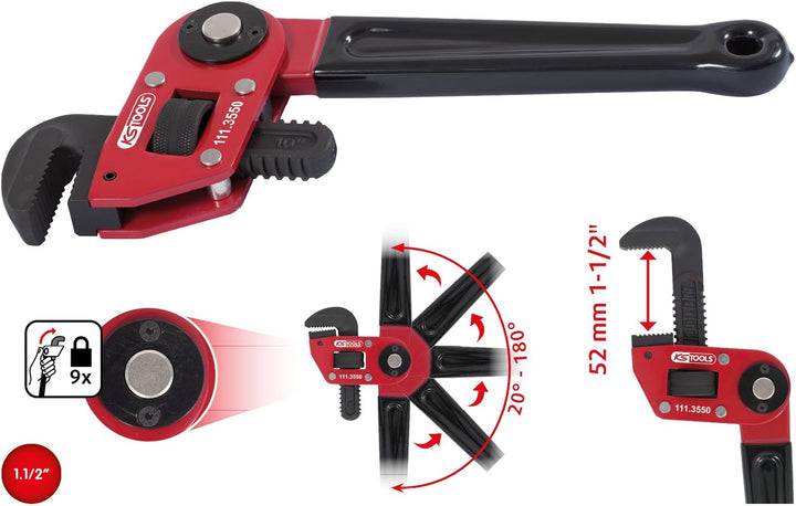 KS Tools 111.3550 Einhand-Rohrzange 1.1/2" mit verstellbarem Kopf