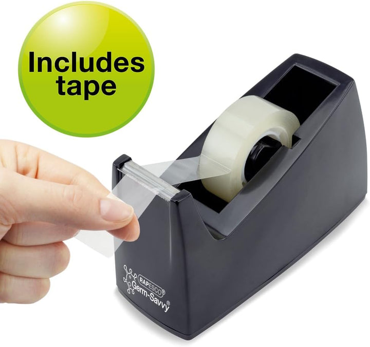 Rapesco 1741 Business Pack: 4 Germ-Savvy Antibakterielle 300 Klebebandabroller und 4 Transparente Kl