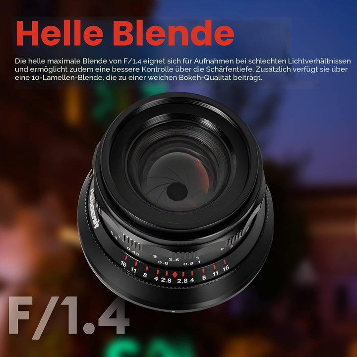 PERGEAR 35mm F1.4 Vollformat-Objektiv mit manuellem Fokus, kompatibel mit spiegellosen Vollformat-L-