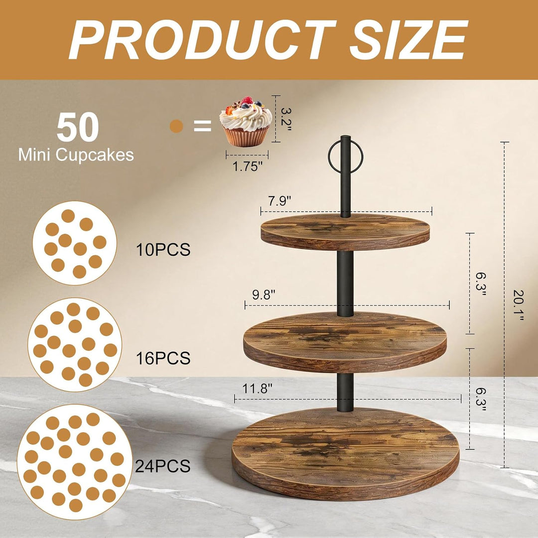 Etagere 3 Etagen aus Holz, Tortenständer | Cupcake & Muffins Ständer Ø 30/25/20 cm, Cake Stand für C