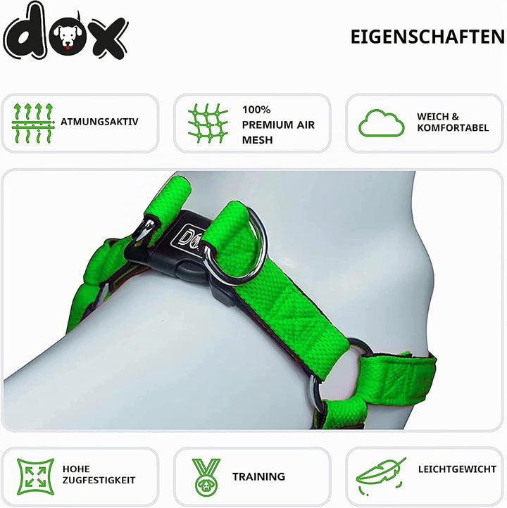 DDOXX Air Mesh Step-In Hundegeschirr - Verstellbare Brust Welpengeschirr für alle Grössen - M (Grün)
