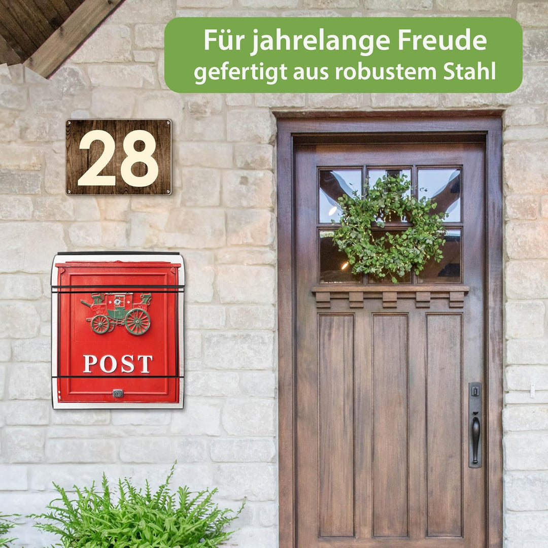 banjado® Design Briefkasten mit Motiv Postkasten Nostalgie 39x47x14cm &amp; 2 Schlüssel - Briefkasten St