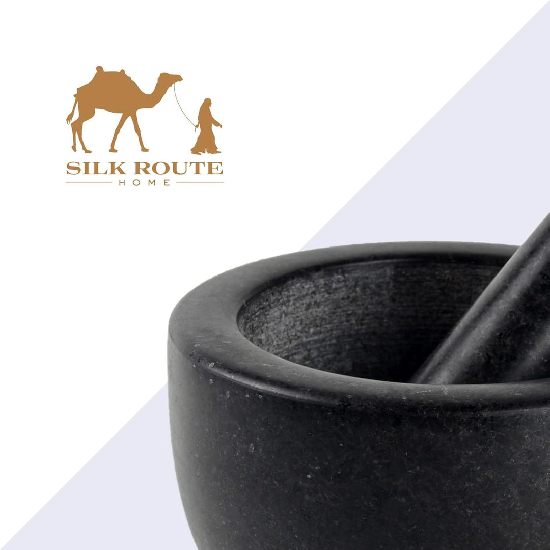 Silk Route Home Stössel und Mörser aus Granit mit Sockel, klassisch lackiert, Granit