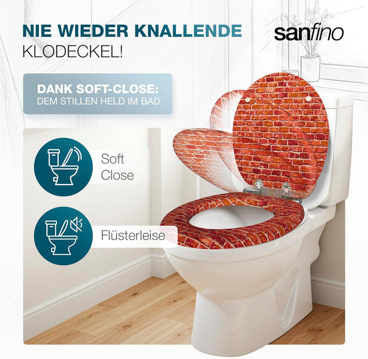 Premium WC Sitz mit Absenkautomatik – hochwertige Toilettendeckel aus Holz, viele bunte Motive, hohe