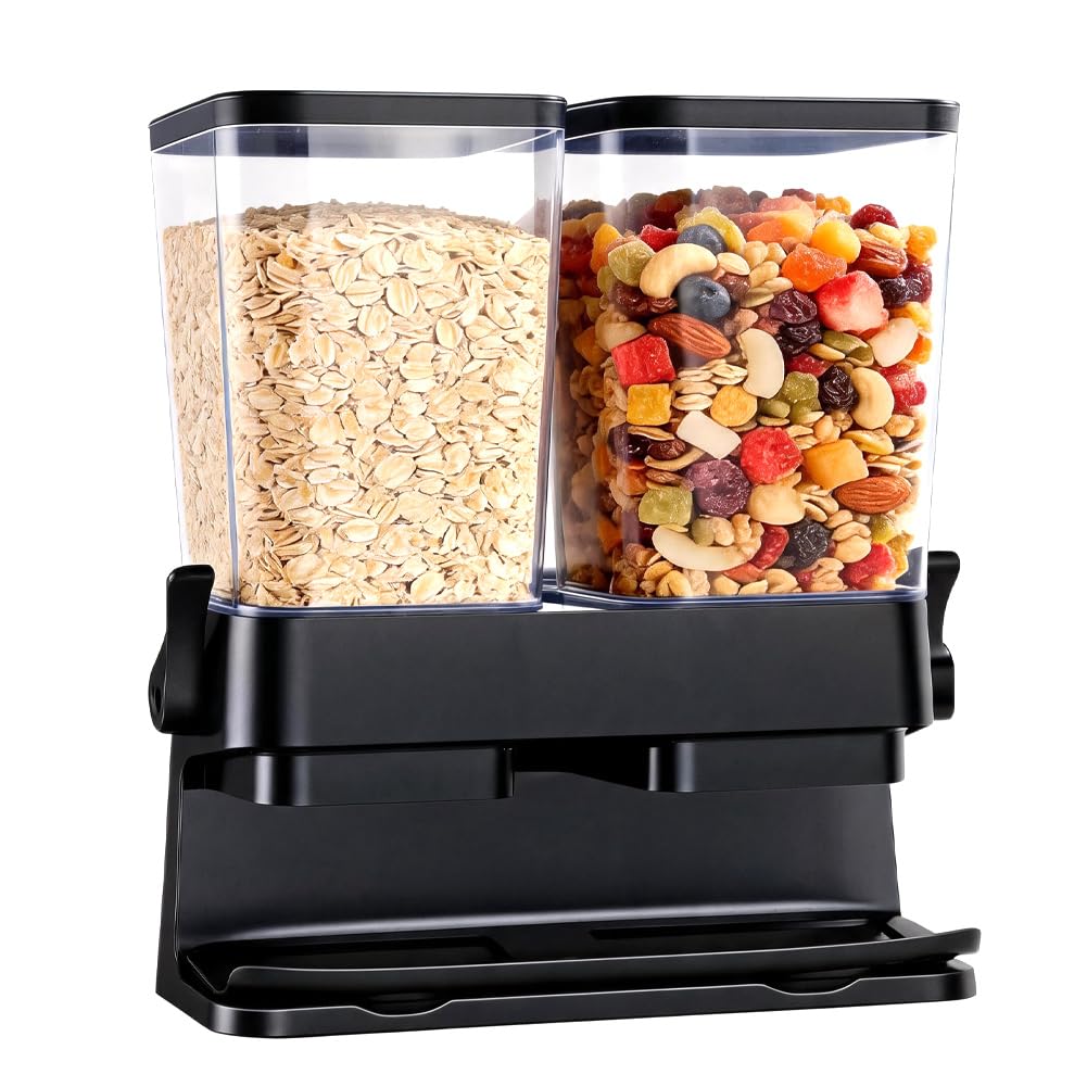 CEWEOM Cereal Dispenser, Pack of 2, Double 3L Airtight Cereal Storage Box for Organising the Kitchen