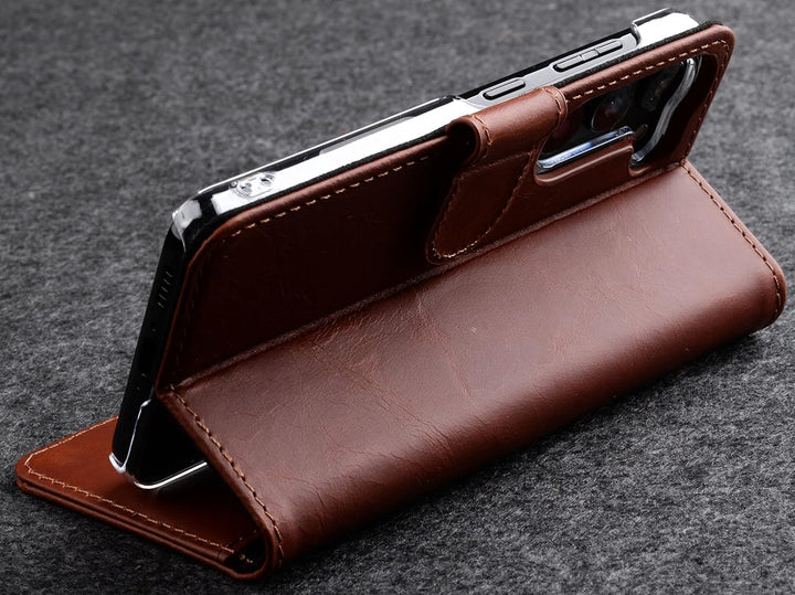 STILGUT Talis kompatibel mit Samsung Galaxy S23 Hülle mit Kartenfach aus Leder, Wallet Case, Lederhü