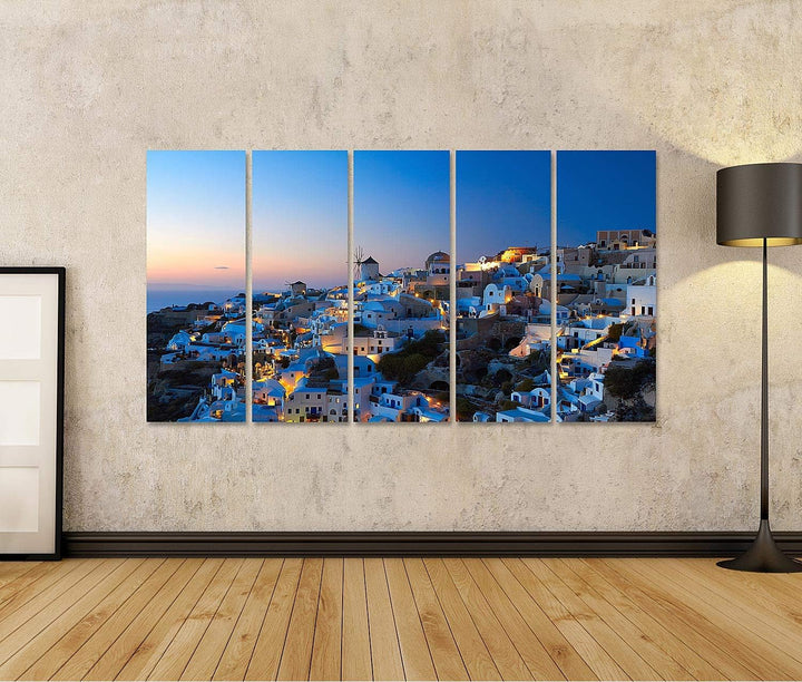 islandburner Bild auf Leinwand Santorini Oia Abend Dorf Insel Griechenland Bilder Wandbilder Poster