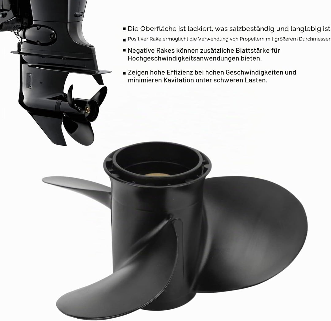 KIMISS Propeller, 3-Blatt-Bootsmotor-Propeller 10 Keilzähne Rechtsdrehung 10 Zoll Teilung Propeller