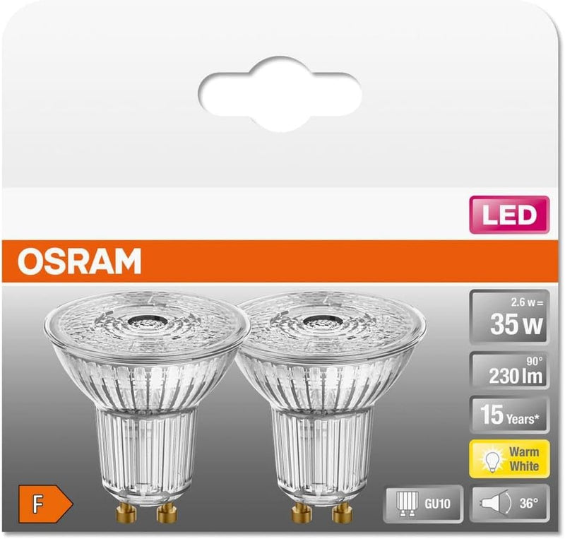 OSRAM Lamps LED Star PAR16, Sockel: GU10, Nicht Dimmbar, Warmweiss, Ersetzt eine herkömmliche 35 Wat