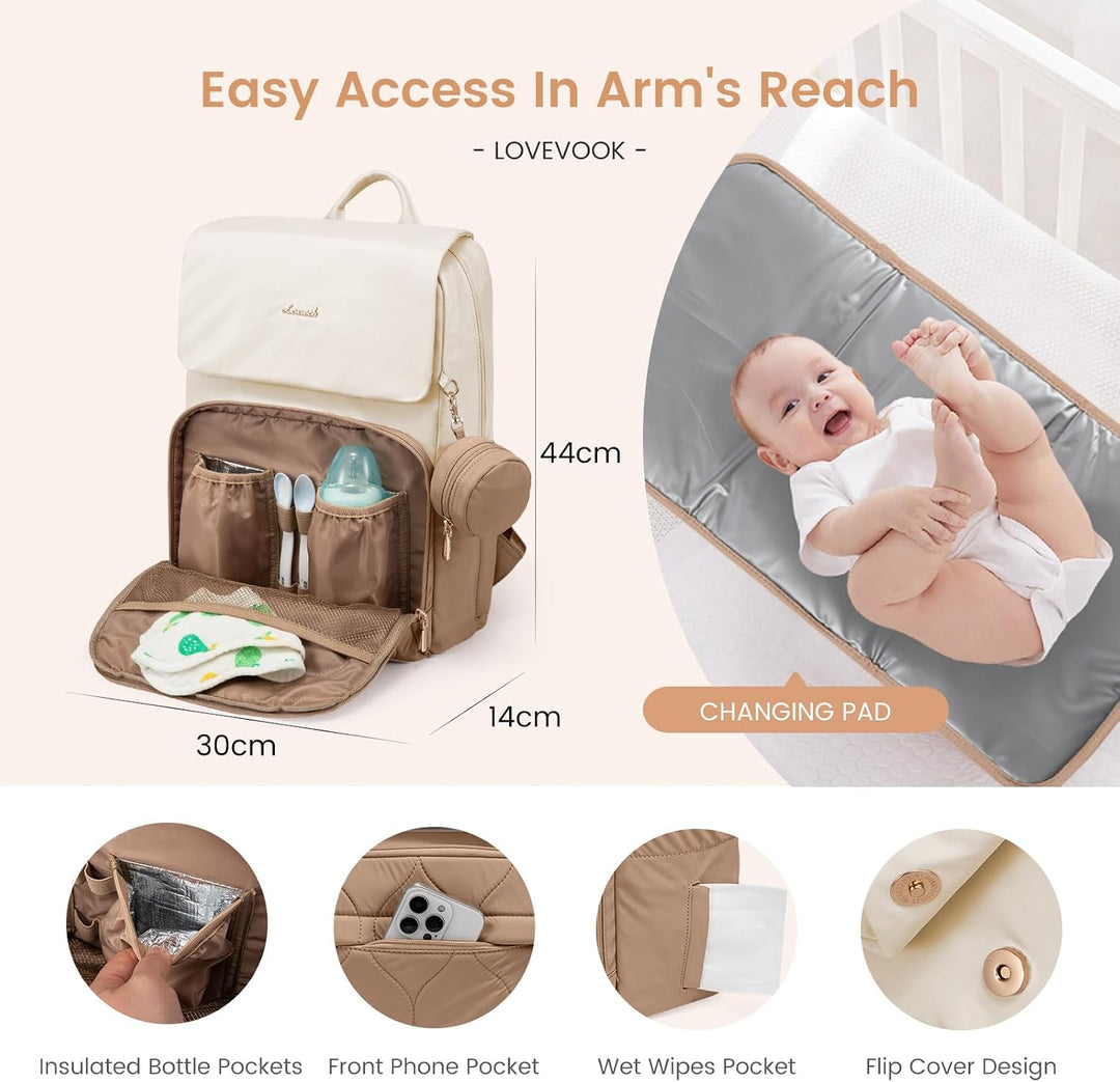 LOVEVOOK Wickelrucksack Gross Wickeltasche Rucksack Diaper Bag für Mama Papa | Lässig Babytasche mit