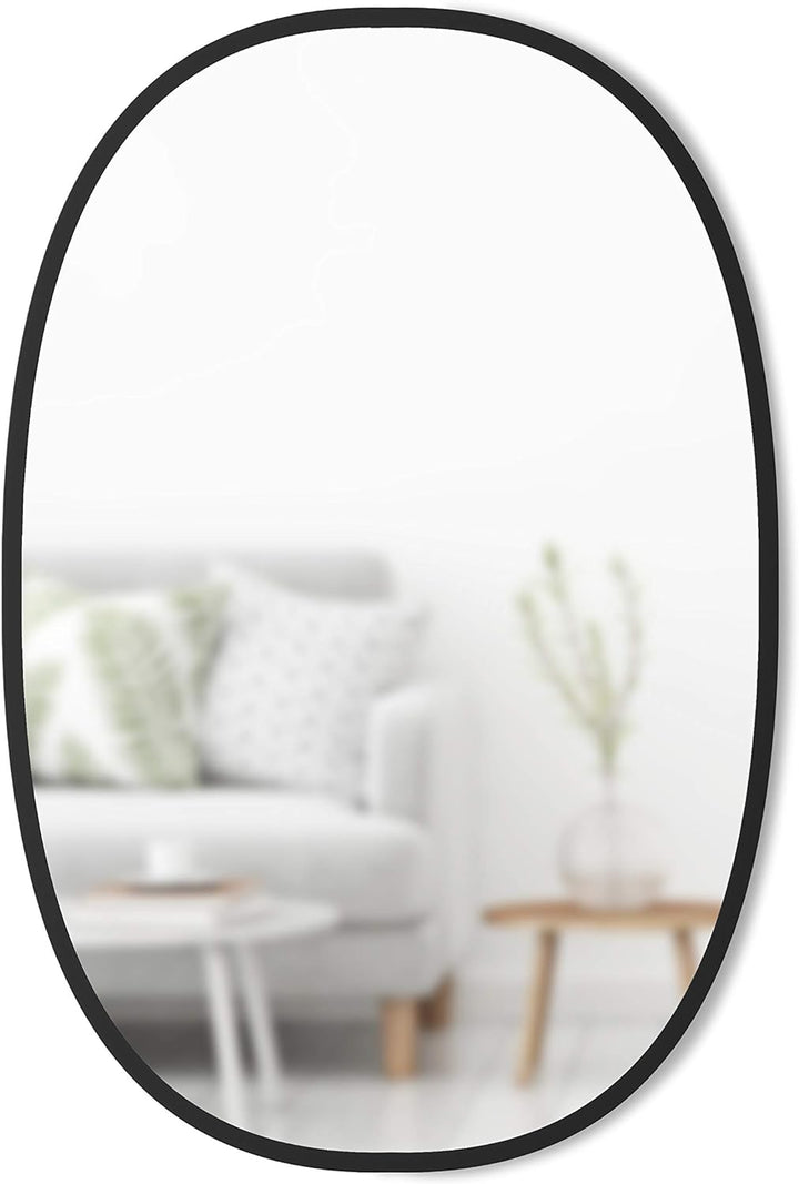 Umbra Hub Wandspiegel – Ovaler Spiegel für Diele, Badezimmer, Wohnzimmer und Mehr, Schwarz, 61x91 cm