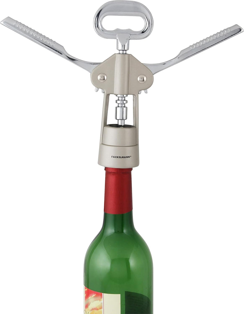 FACKELMANN Wein-/Proseccoöffner, 49456 Korkenzieher für Kunststoffkorken, Kellnermesser mit Kapselhe