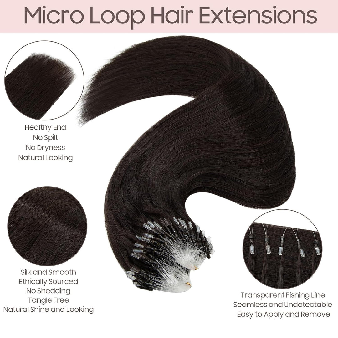Haarverlängerung Extensions Echthaar Loop Extensions Natürlich Glatt Haarteil 7A Human Hair 0,5g/Str