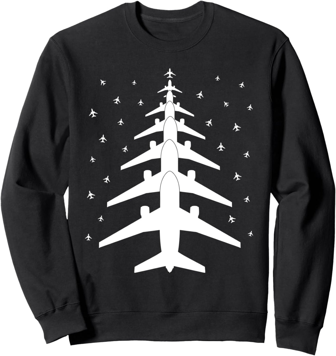 Lustiger Flugzeugpilot-Weihnachtsbaum für fliegende Flieger Sweatshirt