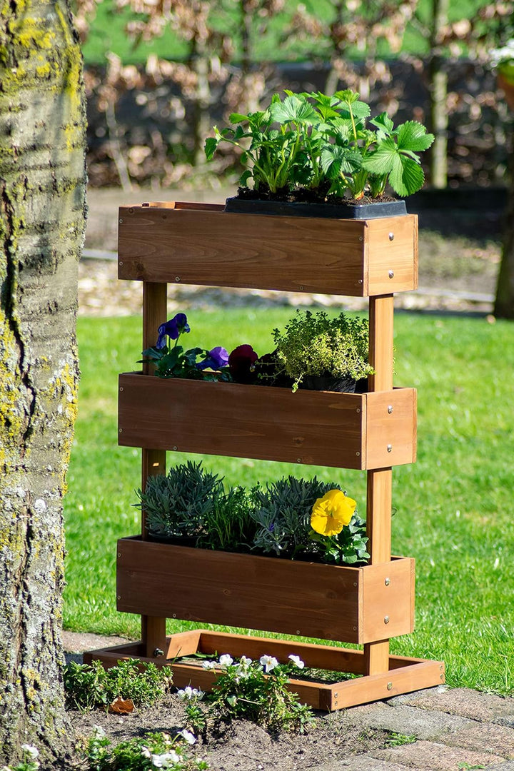 dobar® 58525e Vertikales Blumenbeet Dreistufig | Vertikales Hochbeet mit 3 Pflanzkästen | Vertikalbe