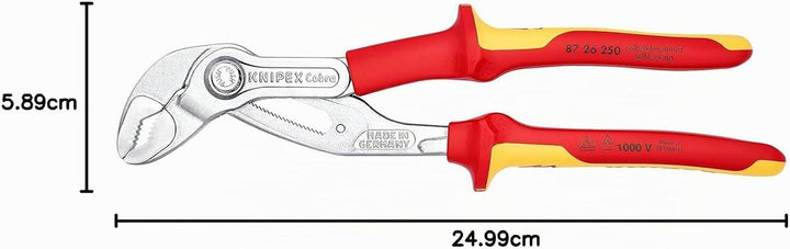 Knipex Cobra® VDE Hightech-Wasserpumpenzange, isoliert verchromt, isoliert mit Mehrkomponenten-Hülle