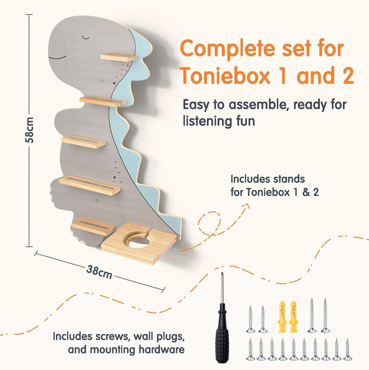 Magnetisch Regal für Tonie, Wand Regal für Toniebox/Tonie Figuren Aufbewahrung für Dino Motiv, Tonie