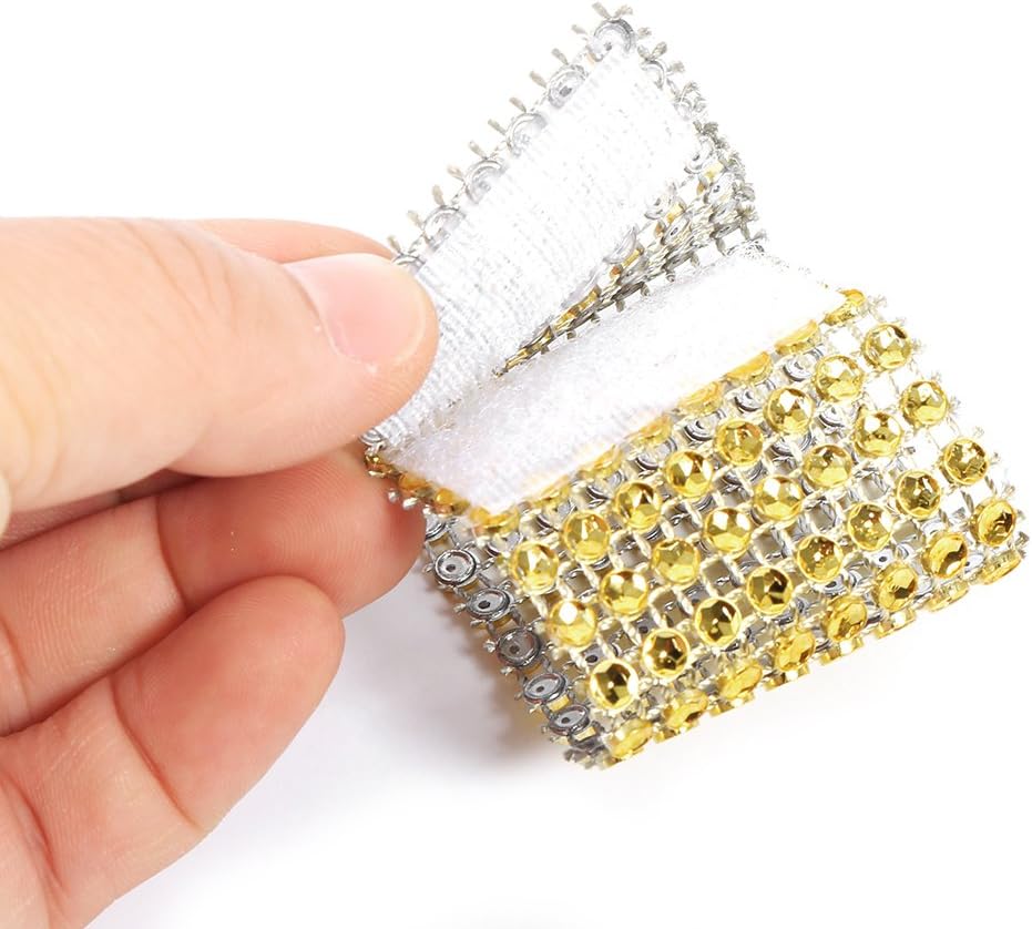 Yosoo 50/100 Silber/Gold Strass Serviette Ringe 8 Reihen Stuhl Schärpe Ring Diamant-Ineinander Greif