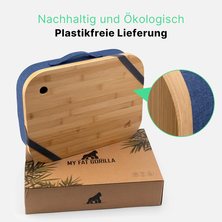 MY FAT GORILLA Laptopkissen Bambus mit Aufbewahrungsfach und Kabelloch, Laptop Unterlage für bis zu