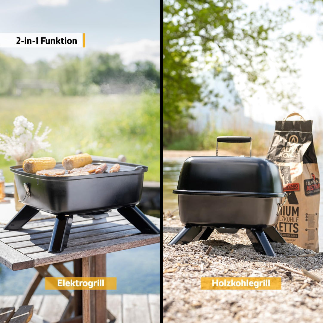 TZS First Austria 2in1 Elektrogrill Kugelgrill - extrem stabiler & kompakter BBQ Hybrid Elektrogrill