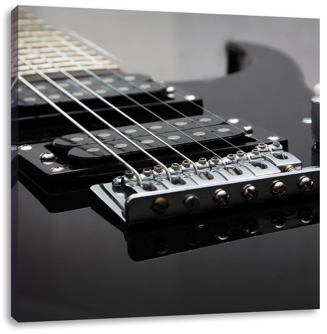 Pixxprint Black E-Guitar, Format: 70x70 auf Leinwand, XXL riesige Bilder fertig gerahmt mit Keilrahm