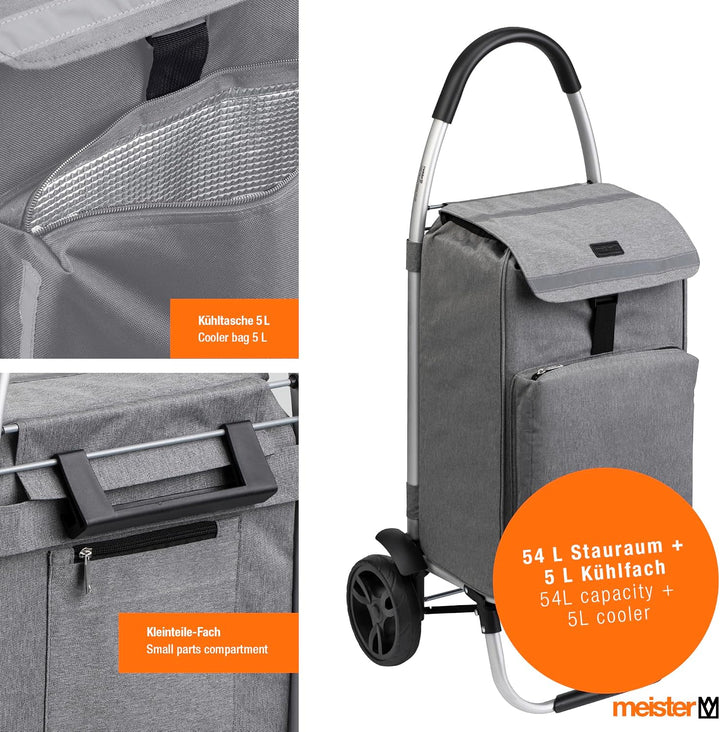 Meister Einkaufstrolley, 54 + 5 L – Standard – grau Standard Grau, Standard Grau