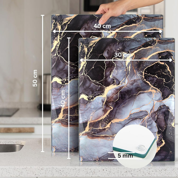 Glasschneidebrett 50×40cm – Hygienisches Schneidebrett aus gehärtetem Glas – Hitzebeständig, Kratzfe
