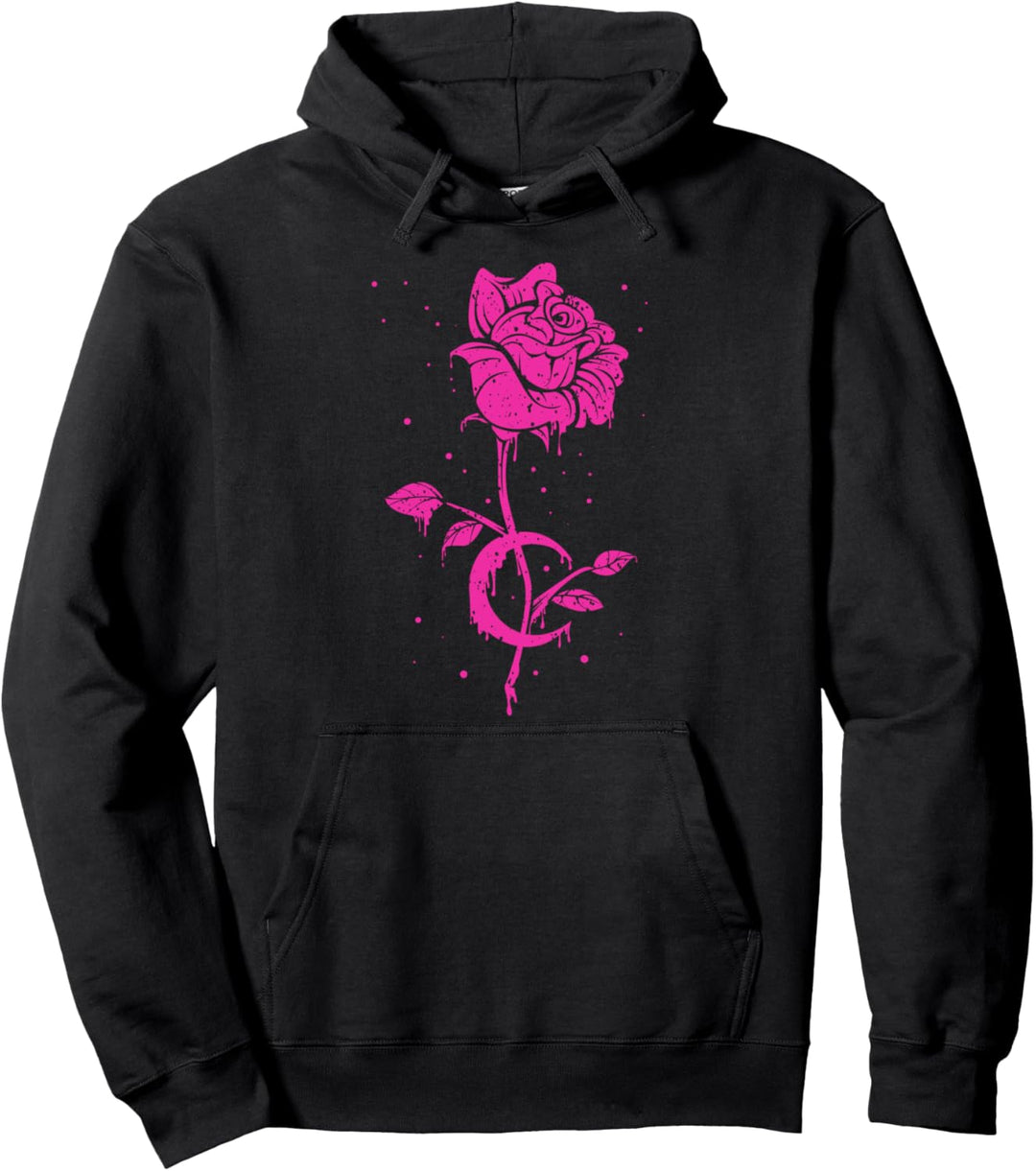Occult Vintage Moon Rose Pink Rosa - Witchcraft Okkult Hexe Pullover Hoodie
