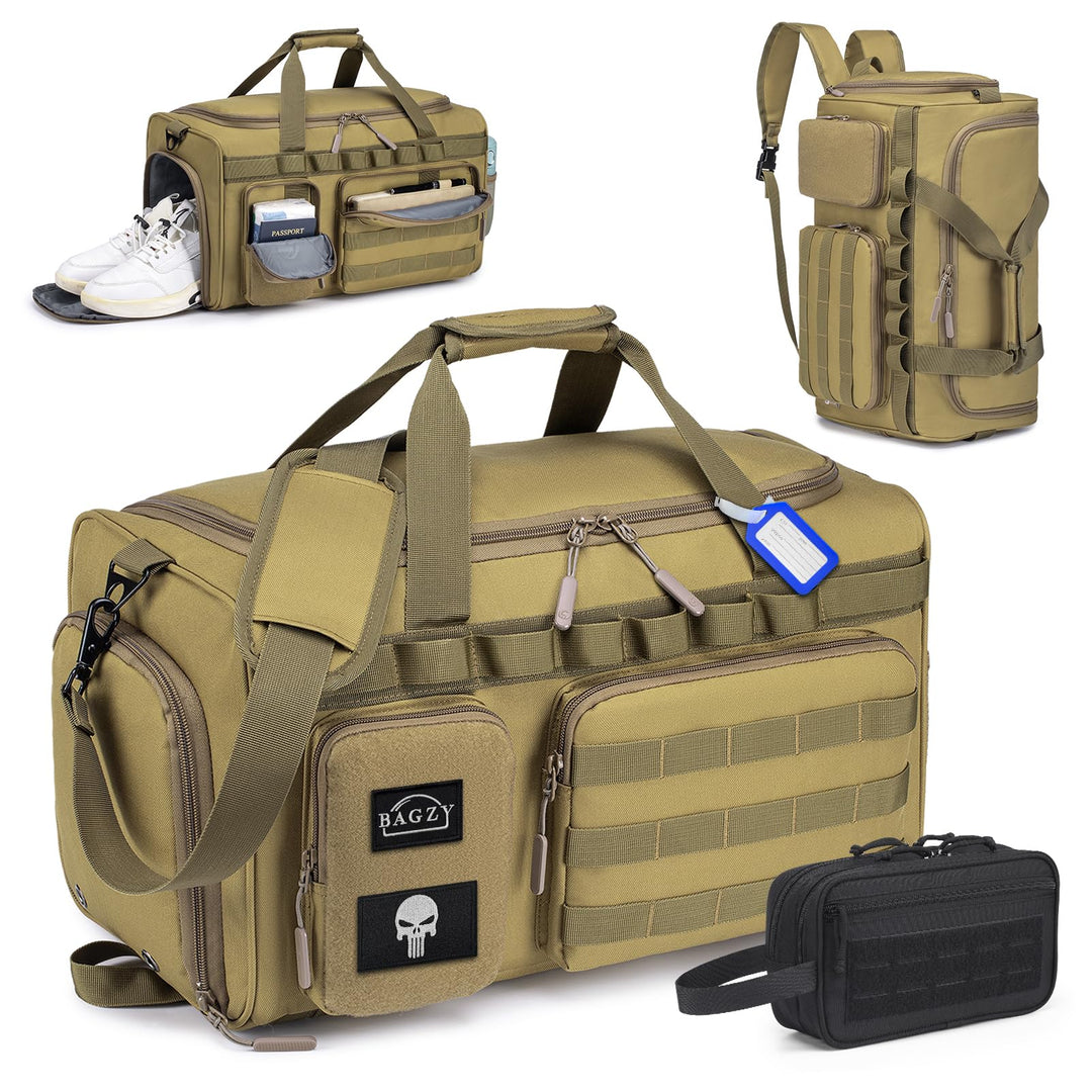 BAGZY Taktischer Reisetasche Sporttasche Herren mit Schuhfach Gym Tasche Rucksack 40L Trainingstasch