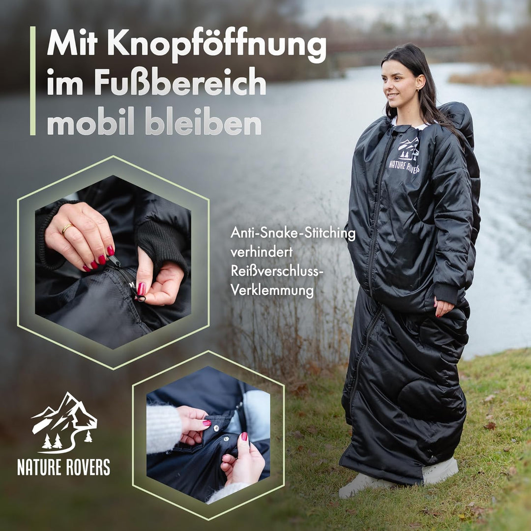 Schlafsack [mit Ärmeln] – Schlafsäcke für Erwachsene, Outdoor & Camping [3 Jahreszeiten] Deckenschla