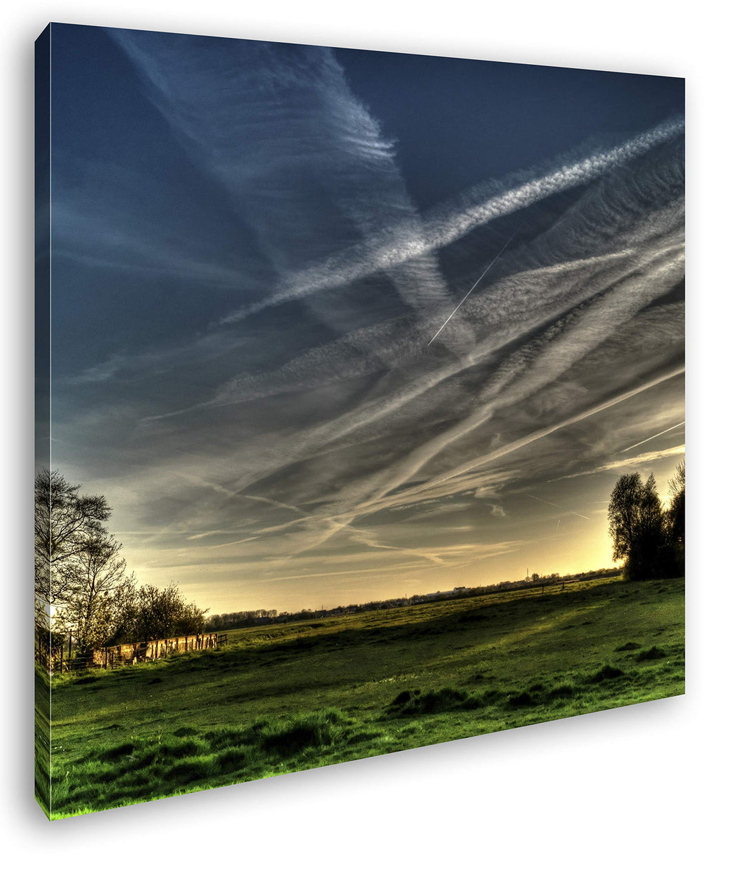 deyoli Weite Wiese bei Sonnenaufgang Format: 70x70 als Leinwandbild, Motiv fertig gerahmt auf Echtho