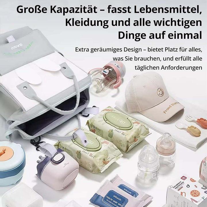 Wickeltasche Rucksack, Multifunktionaler Windelrucksack mit Kinderwagen-Clips, Geräumiger Wickelruck